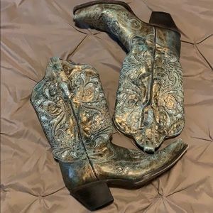 Women’s Bronze /Turquoise Glitter Inlay Boot